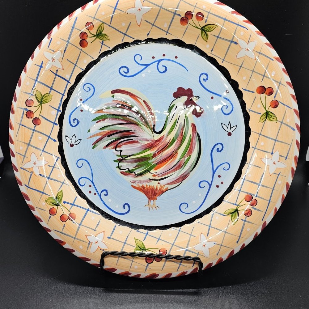 Vintage Hausenware Rooster Hen Chicken Dinner Plate Handpainted